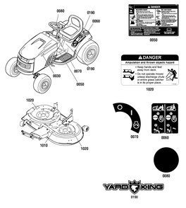 Decal Group Diagram and Parts List for 2691200-00-MT175420H 2013 Briggs and Stratton Lawn Tractor